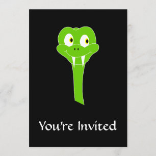 Cheeky Green Snake Cartoon auf Black Einladung
