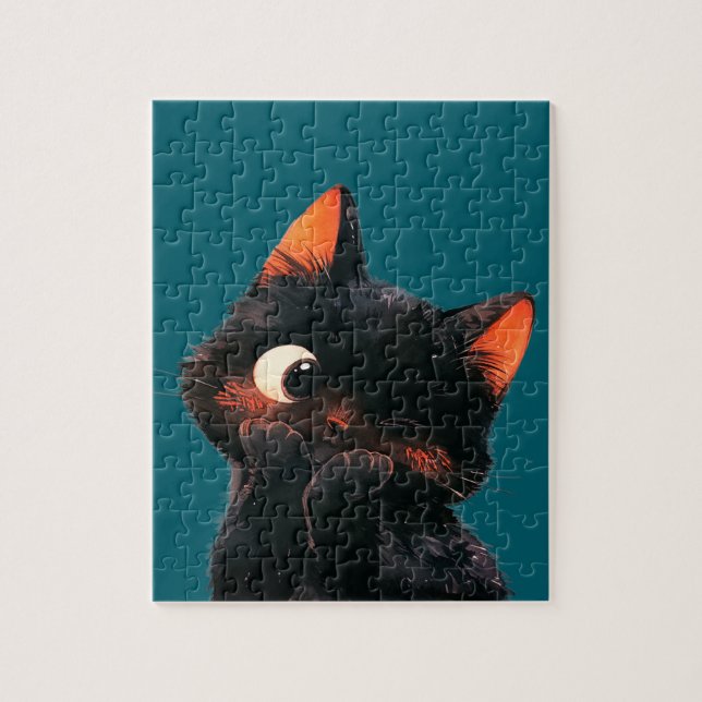 Cheeky Little Black Kitten Puzzle (Vertikal)