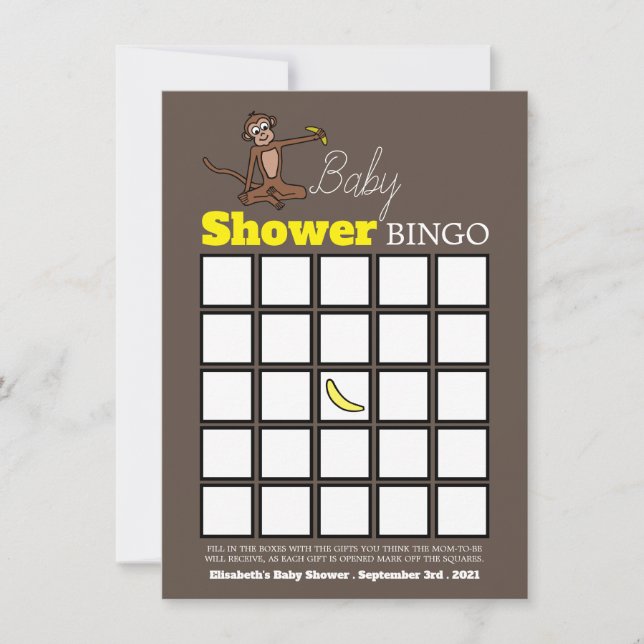 Cheeky Monkey, Baby Dusche Bingo (Vorderseite)