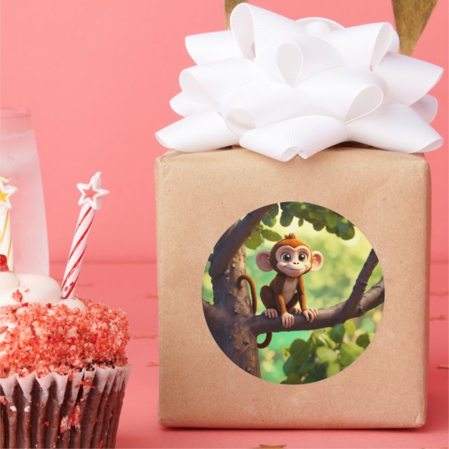Cheeky Monkey Charm Runder Aufkleber (Party)