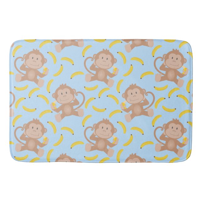 Cheeky Monkey mit Banana Blue Bath Mat Badematte (Vorderseite)
