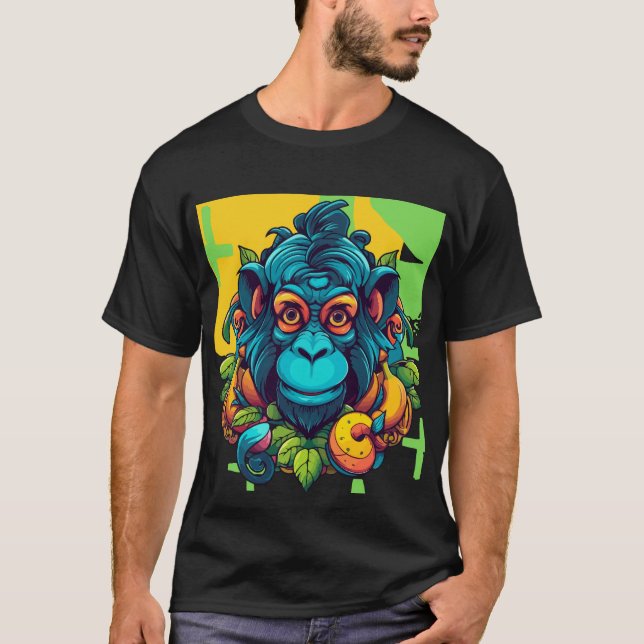Cheeky Monkey mit Banana Fun T - Shirt (Vorderseite)