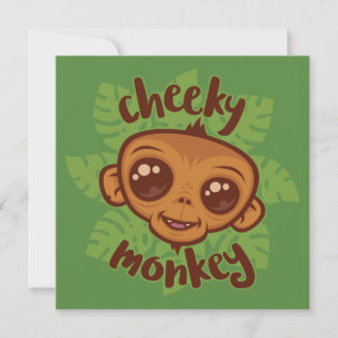 Cheeky Monkey Niedlich Cartoon Primat Zeichnend Feiertagskarte