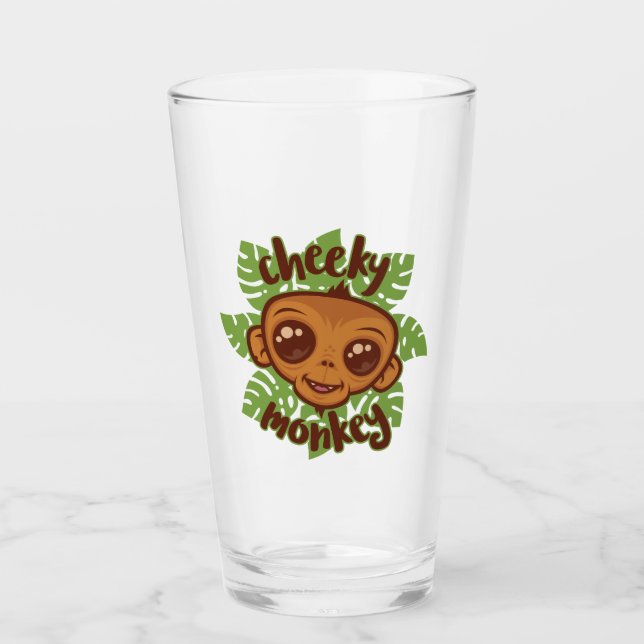 Cheeky Monkey Niedlich Cartoon Primat Zeichnend Glas (Vorderseite)