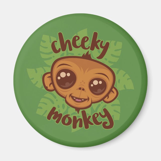 Cheeky Monkey Niedlich Cartoon Primat Zeichnend Magnet (Vorne)