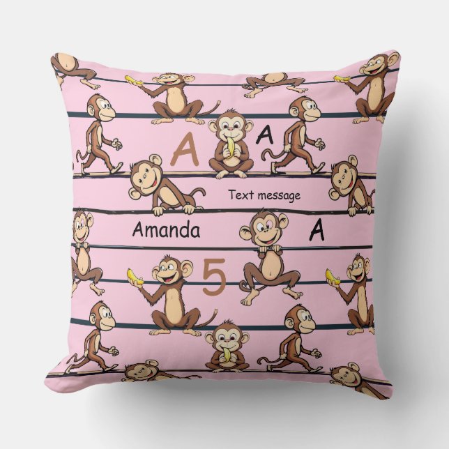 Cheeky Monkey Pattern Kissen (Vorderseite)