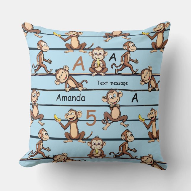 Cheeky Monkey Pattern Kissen (Vorderseite)