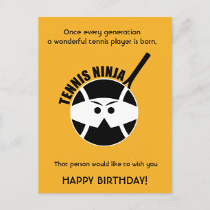 Cheeky Orange Tennis 🎾 Ninja Happy Birthday Postkarte