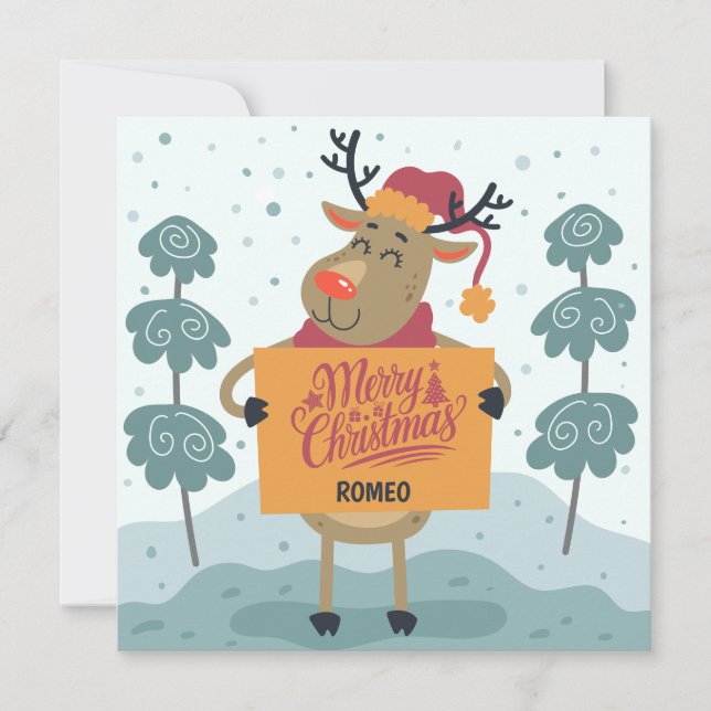 Cheeky Reindeer Christmas Greeting Card Karte (Vorderseite)