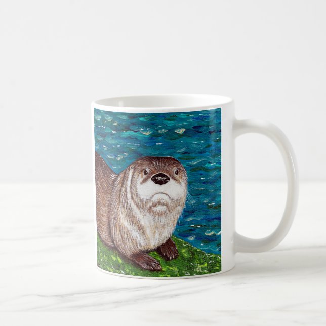 Cheeky River Otter Gemälde Kaffeetasse (Rechts)