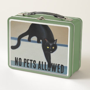 Cheeky Whimsical Black Cat Metal Lunch Box 2
