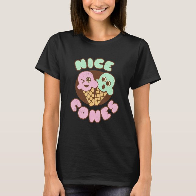 Cheeky Winking Ice Creme Nice Cones Food Puff T-Shirt (Vorderseite)