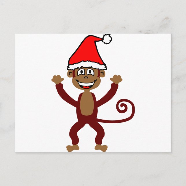 Cheeky Xmas Monkey Feiertagspostkarte (Vorderseite)