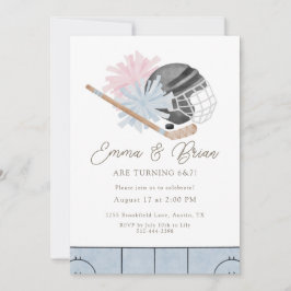 Cheer and Ice Hockey Siblings Joint Birthday  Einladung