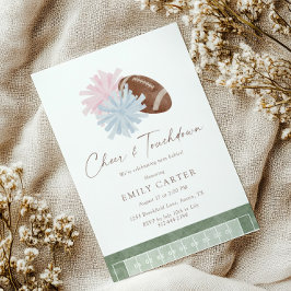 Cheer and Touchdown Twin Baby Shower Einladung