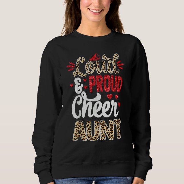 Cheer Aunt Biggest Fan Leopard Print And Pom Pom Sweatshirt (Vorderseite)