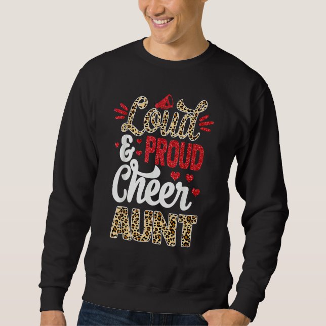 Cheer Aunt Biggest Fan Leopard Print And Pom Pom Sweatshirt (Vorderseite)