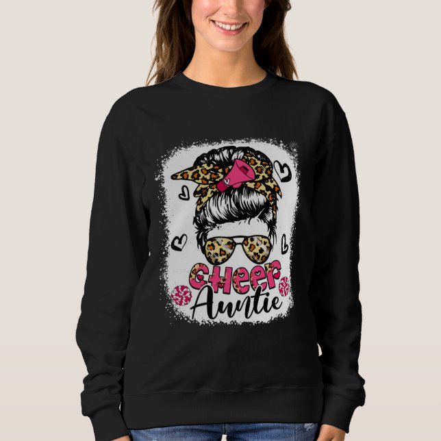 Cheer Auntie Leopard Cute Messy Bun Hair Cheerlead Sweatshirt (Vorderseite)