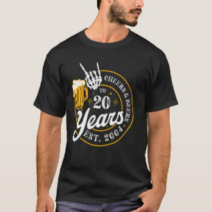 Cheer & Beer bis 20 Jahre EST 2004 20. Geburtstag  T-Shirt