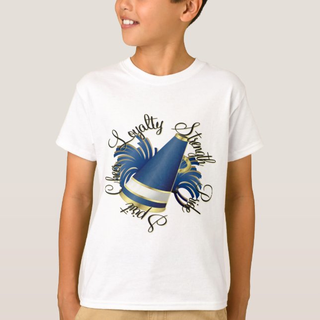 Cheer Blue und Gold T-Shirt (Vorderseite)