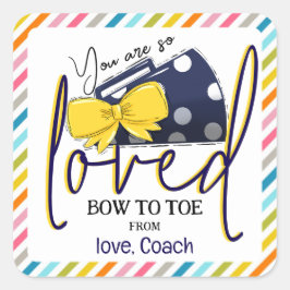 Cheer Bow und Megaphone Gift Tags für Cheerleader Quadratischer Aufkleber