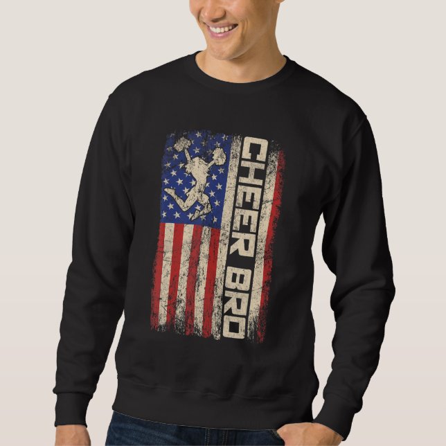 Cheer Bro Cheerleader Brother American Flag Te Sweatshirt (Vorderseite)