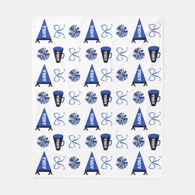 Cheer Camp Blue and Black Cheerleadering Pompom   Fleecedecke (Vorderseite)