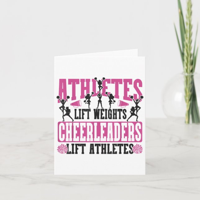 Cheer Cheerleading Athletes Lift Weights Cheerlead Karte (Vorderseite)