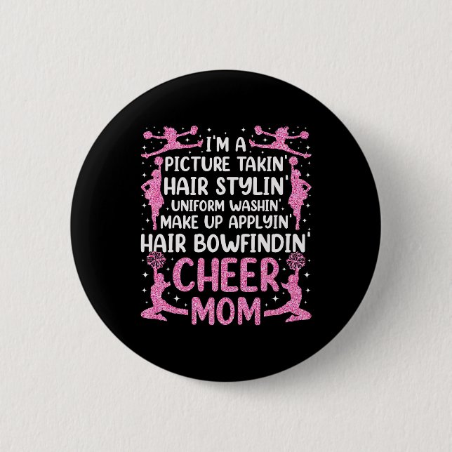 Cheer Cheerleading Mama Mutter Ich Bin Ein Bild Ma Button (Vorderseite)