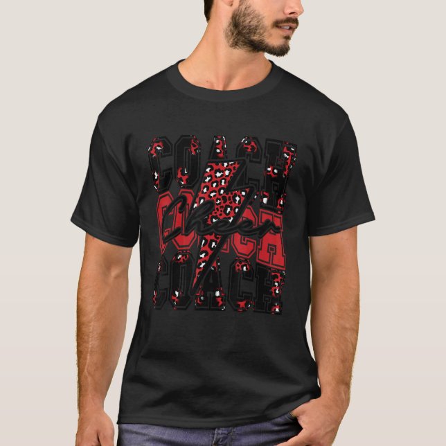Cheer Coach Blitzschlag Cheer Leopard Red Black T-Shirt (Vorderseite)
