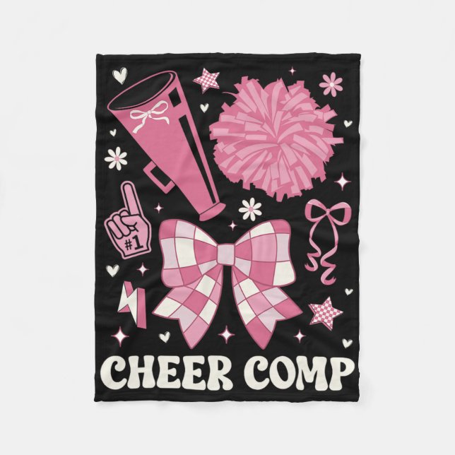 Cheer Comp Tag Cheerleader Wettkampf Tag Schleife Fleecedecke (Vorderseite)