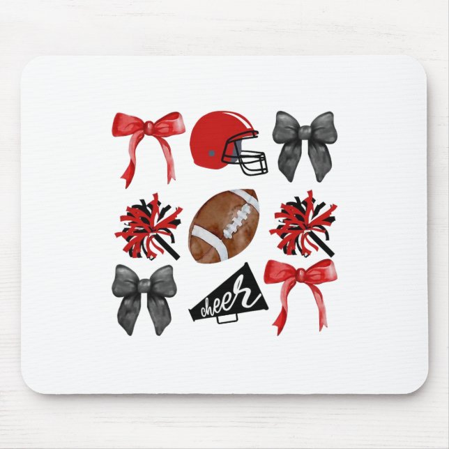 Cheer Coquette Bow American Footll Herbst Thanksgi Mousepad (Vorne)