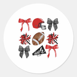 Cheer Coquette Bow American Footll Herbst Thanksgi Runder Aufkleber