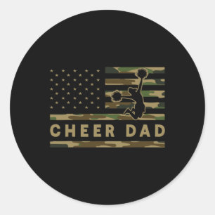Cheer Dad Camo Amerikanische Flagge Cheerleader Un Runder Aufkleber