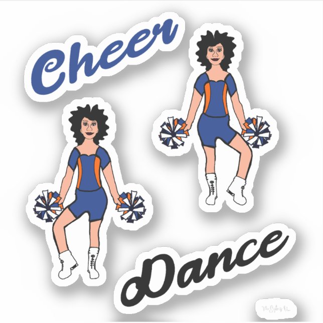 Cheer Dance Pom Stickers (Blue Orange) Aufkleber (Vorderseite)