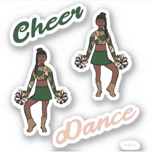 Cheer Dance Pom Stickers (Grüne Camouflage) Aufkleber (Vorderseite)
