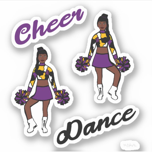 Cheer Dance Pom Stickers (Lila Camouflage) Aufkleber (Vorderseite)