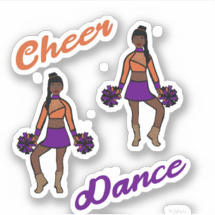 Cheer Dance Pom Stickers (Lila Orange) Aufkleber