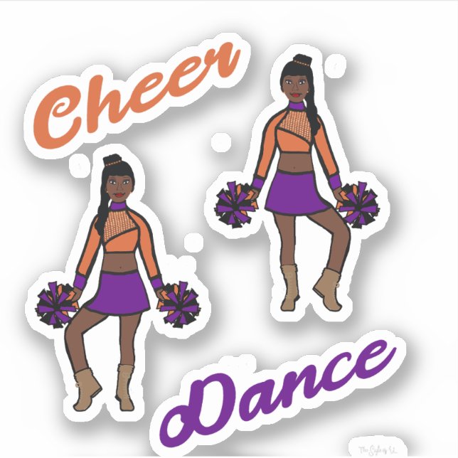 Cheer Dance Pom Stickers (Lila Orange) Aufkleber (Vorderseite)
