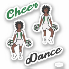 Cheer Dance Pom Stickers (Weiß Grün) Aufkleber