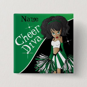 Cheer Diva Cheerleader Girl DIY Name Grün Button