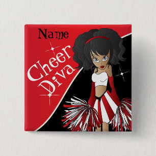 Cheer Diva Girl Cheerleader in Red Button