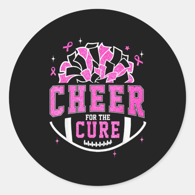 Cheer For The Breast Cancer Awareness Cheerleader  Runder Aufkleber (Vorderseite)