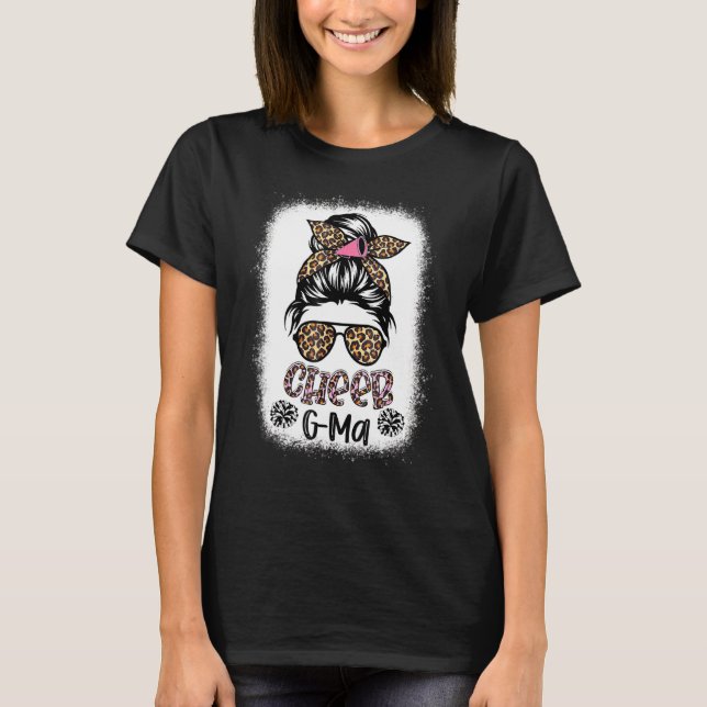 Cheer G Ma Leopard Messy Bun Cheerleader Bleached T-Shirt (Vorderseite)