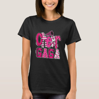 Cheer Gaga Größte Fan Leopard Print und Pom Pom T-Shirt