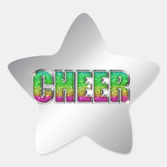 Cheer Glitzer Rainbow Stern-Aufkleber (Vorderseite)