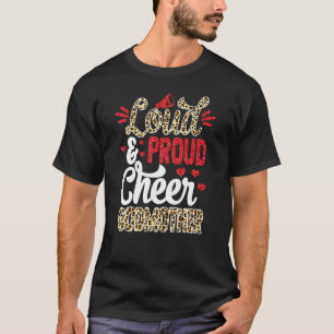 Cheer Godmutter Größter Fan Leopard Print und Pom T-Shirt