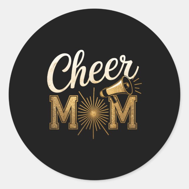 Cheer Gold Cheerleader Cheerleading Mom Game Day D Runder Aufkleber (Vorderseite)