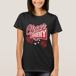 Cheer Grammy Größte Fan Leopard Print und Pom Pom T-Shirt