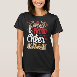 Cheer Grammy Größte Fan Leopard Print und Pom Pom T-Shirt